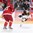 COLOGNE, GERMANY - MAY 12: Germany's Frederik Tiffels #95 lets a shot go while Denmark's Jesper B. Jensen #41 defends during preliminary round action at the 2017 IIHF Ice Hockey World Championship. (Photo by Andre Ringuette/HHOF-IIHF Images)

